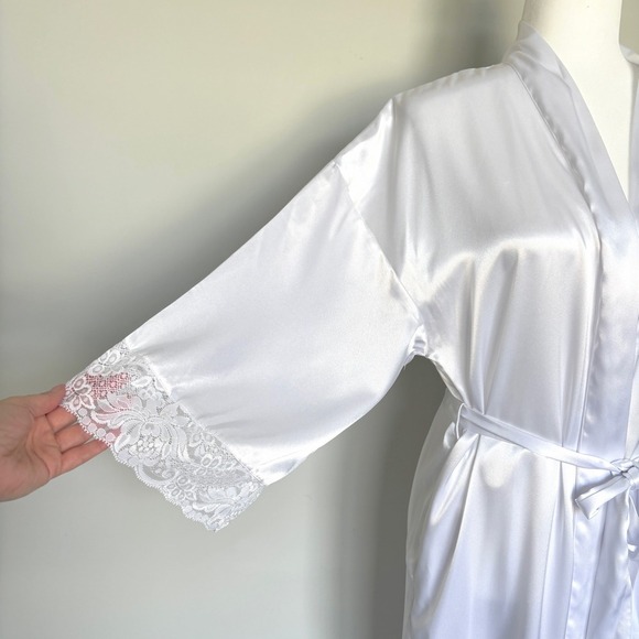 Vintage Victoria's Secret Coquette Maxi Slip Robe Set White Lace Lingerie 2pc XS - Picture 16 of 16